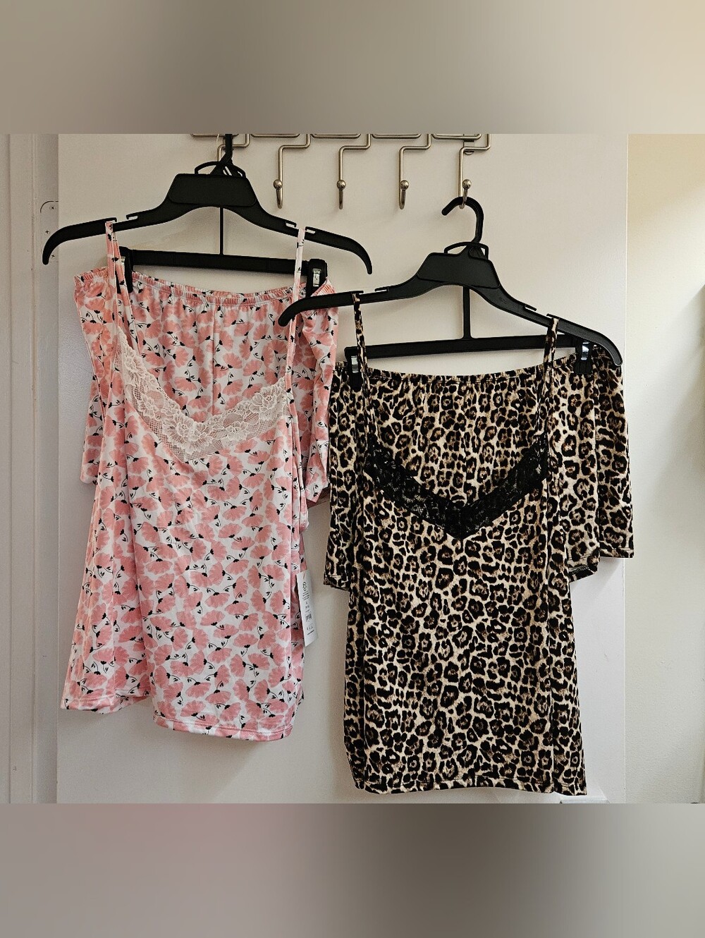 Joyspun Womens Knit Cami Tap Shorts Pajama Set Lot XL NWT Pink Floral Leopard